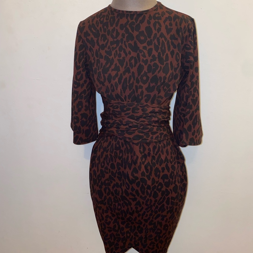 Womens animal print wrap dress